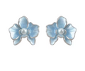 Light Blue Enamel Flower Pearl Stud Earrings