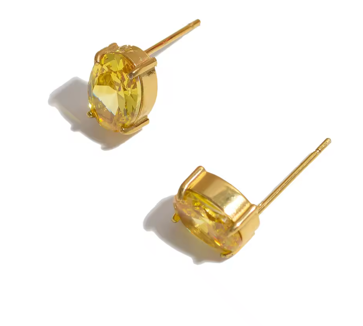 6×8mm Oval Colorful Cubic Zirconia Stud Earrings