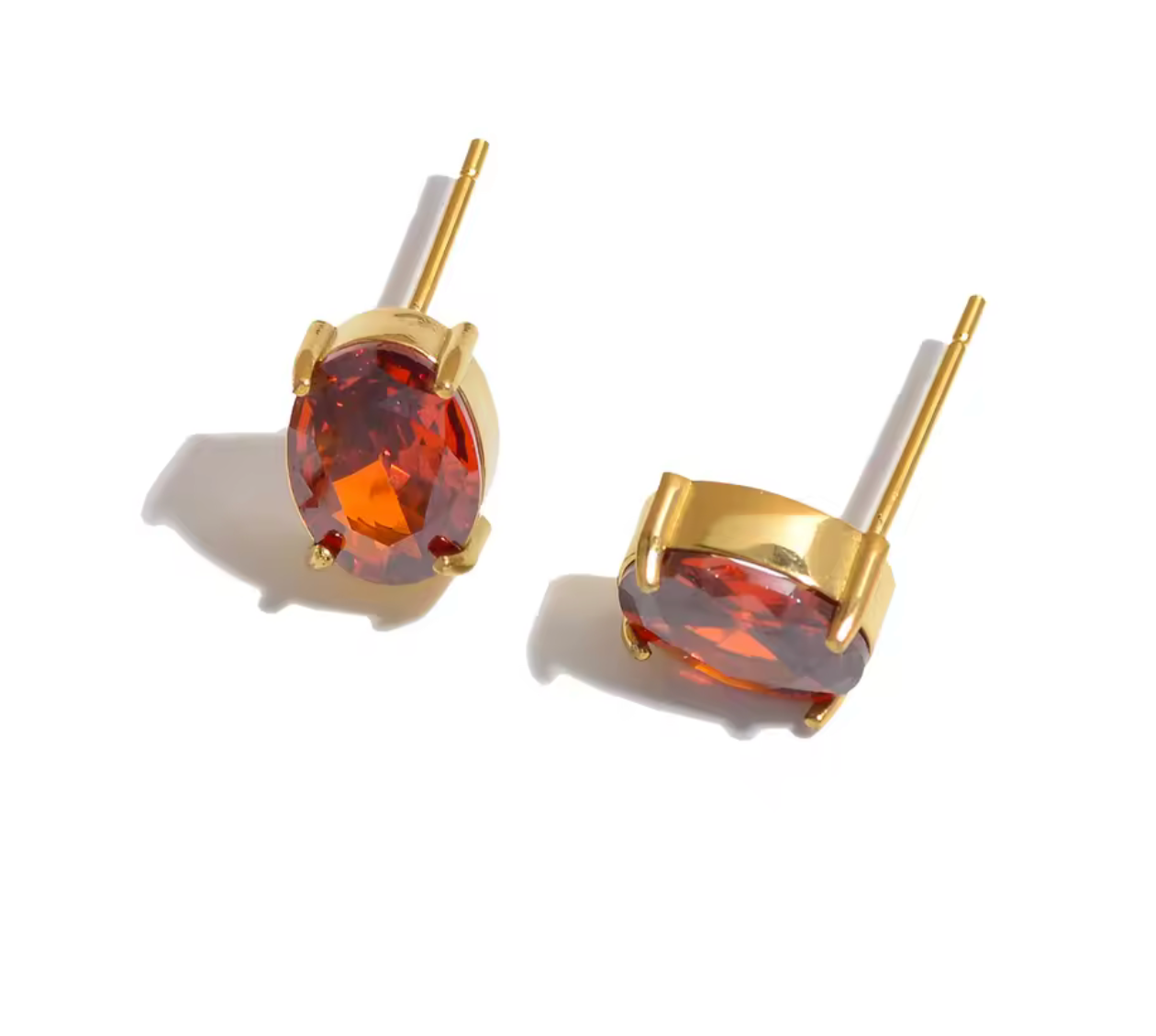 6×8mm Oval Colorful Cubic Zirconia Stud Earrings