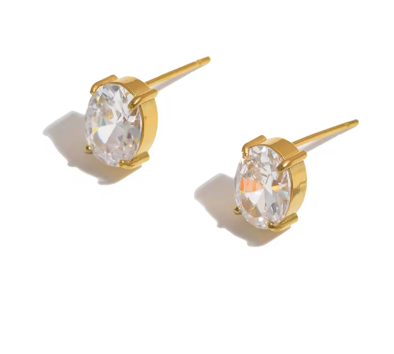 6×8mm Oval Colorful Cubic Zirconia Stud Earrings