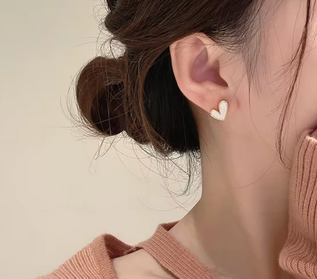 Cute Korean Heart Zircon Earrings
