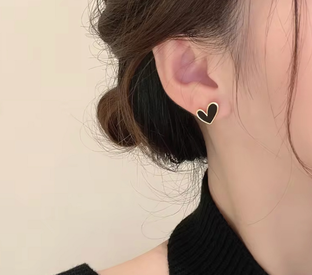 Cute Korean Heart Zircon Earrings