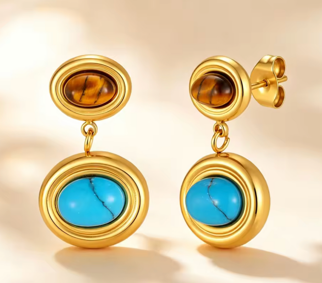 Vintage Natural Stone Dangle Earrings