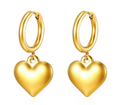 Gold Heart Pendant Hoop Earrings