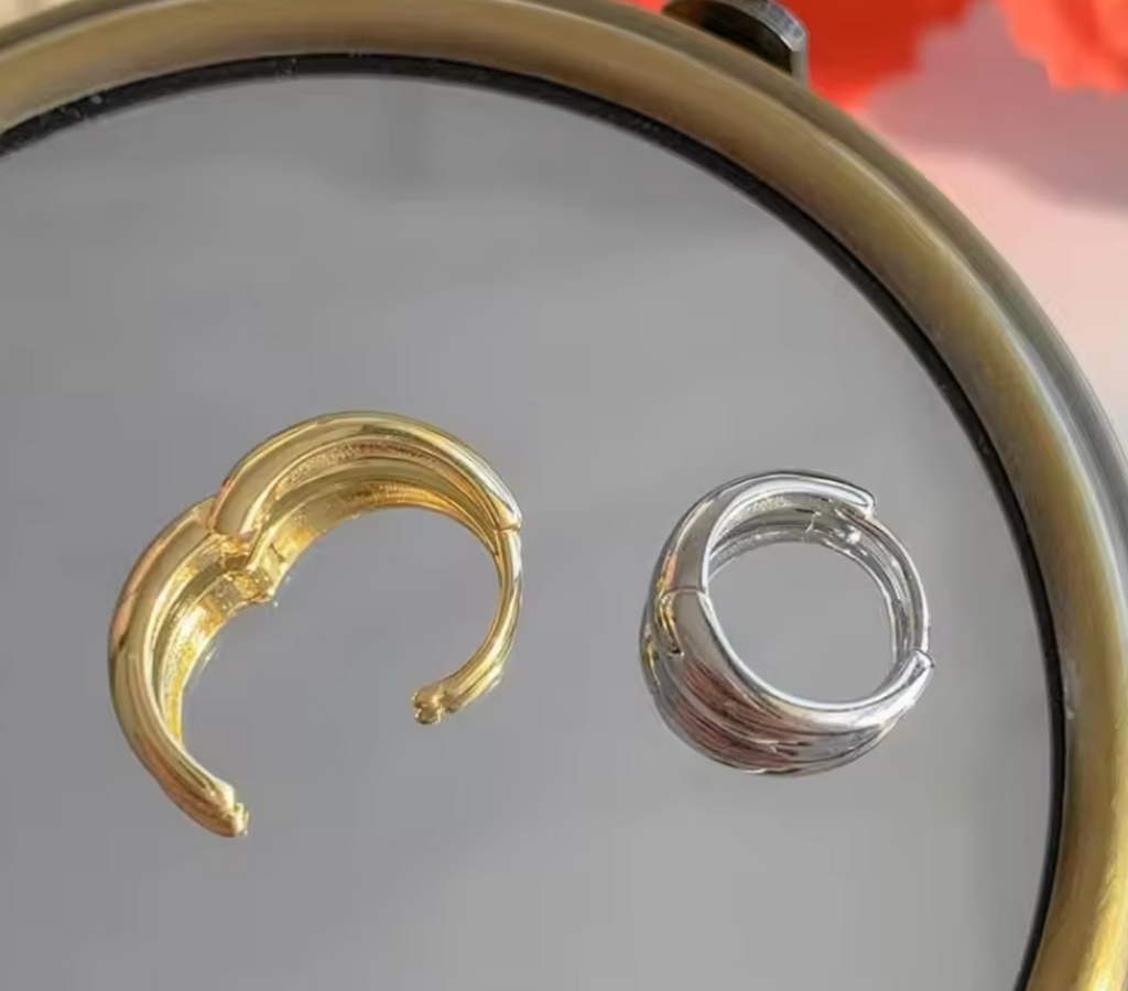 925 Sterling Silver Korean Geometric Hoop Earrings