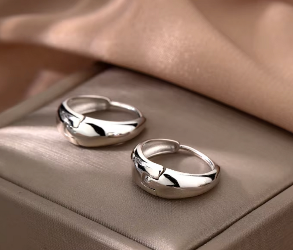 925 Sterling Silver Korean Geometric Hoop Earrings