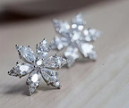 Huitan Crystal CZ Flower Stud Earrings