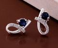 925 Sterling Silver Blue Zircon Crystal Earrings