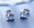 Huitan Blue Dolphin Stud Earrings